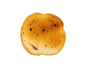 Dry Round Crackers Isolated, Sliced French Baguette Bread, Crunchy Croutons, Bruschetta Crackers, Round Rusks