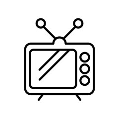 Old TV vector icon. Vintage television sign in black and white color.