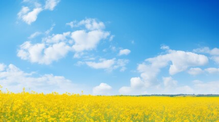 Obraz premium Vibrant wildflower meadow beneath clear blue sky - nature's colorful landscape
