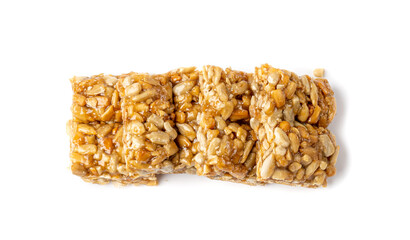 Sunflower Seeds Bar Isolated, Energy Snack with Honey, Sun Flower Seed Muesli Dessert, Protein Candy Bar
