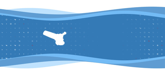 Blue wavy banner with a white angle grinder symbol on the left. On the background there are small white shapes, some are highlighted in red. There is an empty space for text on the right side