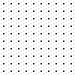 Square seamless background pattern from geometric shapes are different sizes and opacity. The pattern is evenly filled with small black rounded square symbols. Vector illustration on white background