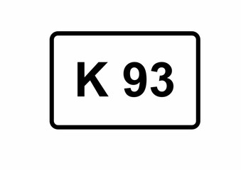 Illustration eines Kreisstraßenschildes der K 93 in Deutschland	