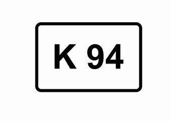 Illustration eines Kreisstraßenschildes der K 94 in Deutschland	