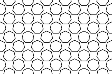 Fototapeta premium Seamless pattern completely filled with outlines of heptagon symbols. Elements are evenly spaced. Illustration on transparent background