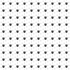 Square seamless background pattern from geometric shapes are different sizes and opacity. The pattern is evenly filled with big black owl head symbols. Vector illustration on white background