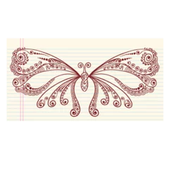 Fototapete Karikaturzeichnung Hand Drawn Doodle Butterfly Vector Illustration Art