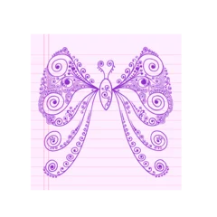 Fototapete Karikaturzeichnung Cute Doodle Butterfly Vector Illustration Art Design