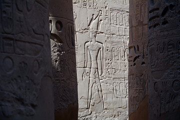 Reliefs und Hieroglyphen im Karnak-Tempel, Luxor, &Auml;gypten