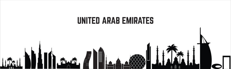 Dubai skyline silhouette, Abu Dhabi tall buildings set of UAE, Dubai, Abu Dhabi buildings silhouette, building skyscraper 