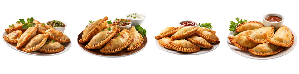 Plate of Empanadas  Hyperrealistic Highly Detailed Isolated On Transparent Background Png File