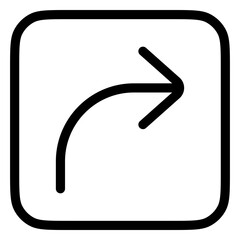 Vector turn right arrow chevron icon. Black, white background. Perfect for app and web interfaces, infographics, presentations, marketing, etc.