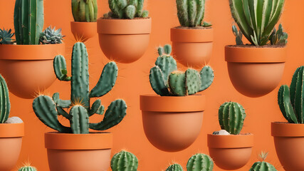 cactuses in pots pattern texture
