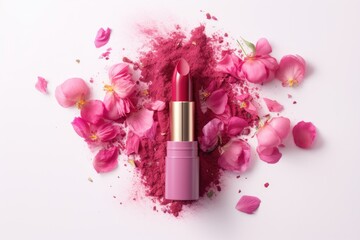 Obraz na płótnie Canvas Lipstick with flower petals