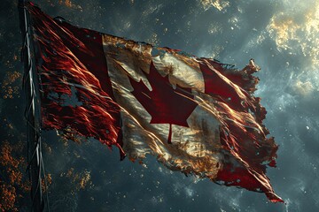 scene dominated by the iconic Maple Leaf, rendered in striking red against a clean and pristine white background.