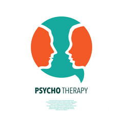 Psychotherapy speech heads silhouette
