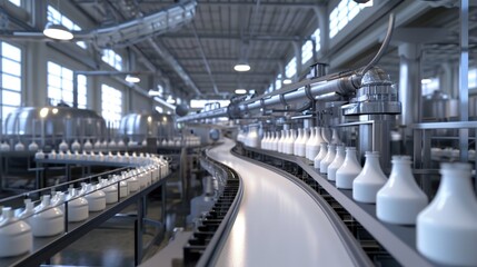 Naklejka premium A Collection of White Vases in a Factory Setting