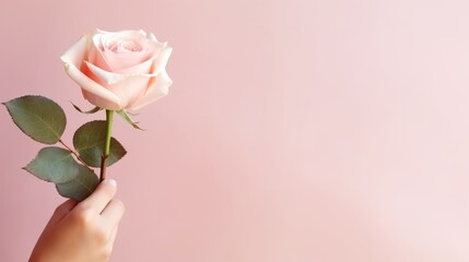 Graceful Affection: A Tender Hand Embracing the Beauty of a Delicate Rose