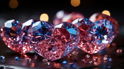 Sparkling Love: Heart Diamond Shines Amidst Glittering Stars