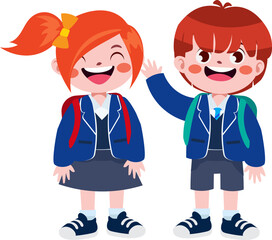 Happy cute children back to school