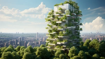 Fototapete Rund Vertical Oasis: A Sustainable Urban Dream Unveiled in a Towering Green Haven © ASoullife