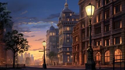 Enchanting Twilight: Illuminated Skyscraper Embraces Nostalgic Cityscape