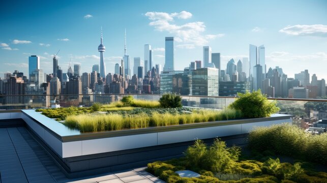 Nature's Oasis: A Sustainable Urban Haven with a Breathtaking Cityscape Backdrop