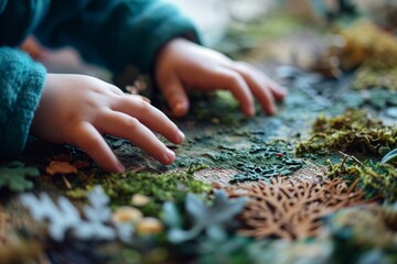 Little hands exploring a sensory eco-friendly play mat, emphasizing the importance of tactile and sustainable play.