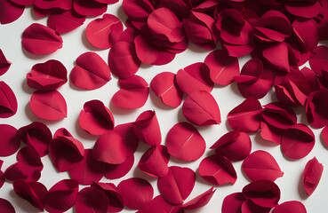 Closeup of red roses flowers petals pattern. Top view, Natural fresh Red rose flower petals background.Valentines week special illustration idea.