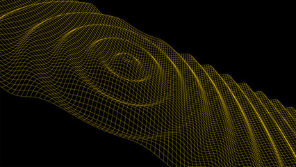 Vibration and sound wavy texture. Circle pulse wave dark background. Big data visualization. Vector illustrations.