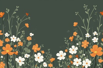 Floral backdrop with simple flowers in a minimalistic style. Generative AI