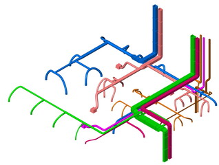 BIM ventilation system design 3d illustration.