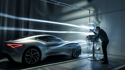 Revolutionary Speed: Unleashing the Power of Automotive Innovation in the Wind Tunnel - obrazy, fototapety, plakaty