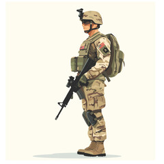 Fototapeta premium American soldier on a white background, vector in minimalism