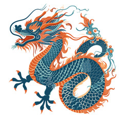 Cute Chinese dragon on a white background, minimalist vector