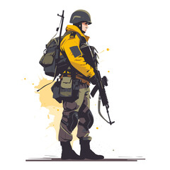 Soldier on a white background, vector in minimalism