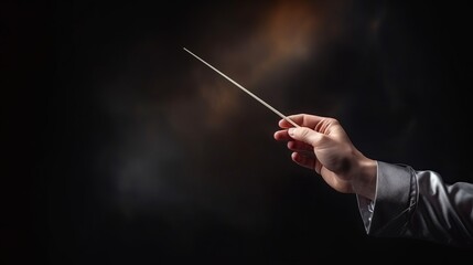 Symphony of Mastery: Captivating Conductor's Hands Lead Orchestra in Harmonious Concert - obrazy, fototapety, plakaty