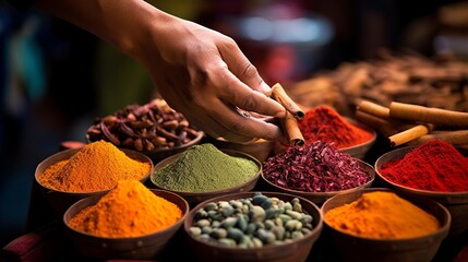 Vibrant Spice Symphony: Exploring the Kaleidoscope of Colors in an Open Market