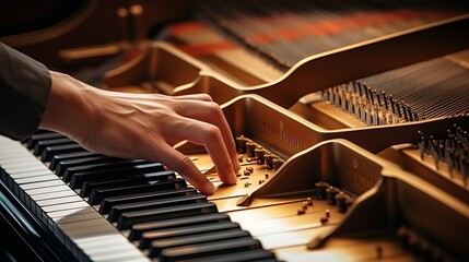 Harmony Unleashed: Masterful Fingers Caress the Soulful Strings of a Grand Piano