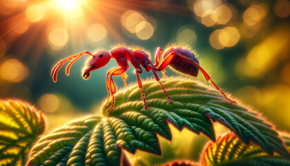 Red ant on leaf
