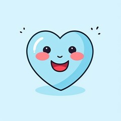 Whimsical Love: Adorable Heart Cartoon Smiles on Minimal White Background - Captivating Flat Style Stock Image