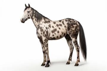 Appaloosa Horse standing on a white background. Animal side portrait.