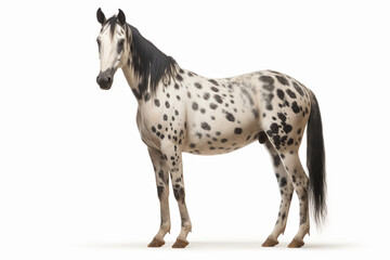Appaloosa Horse standing on a white background. Animal side portrait.