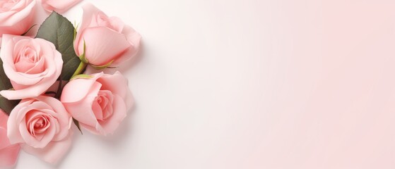 Enchanting Elegance: A Captivating Realistic Rose Blooms in a Versatile Banner Template, Perfect for Expressing Emotion and Adding Text