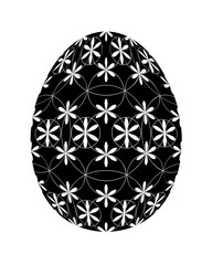 easter egg with floral pattern isolated on white background