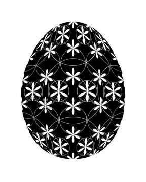 easter egg with floral pattern isolated on white background