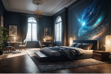 luxury hotel room with bed