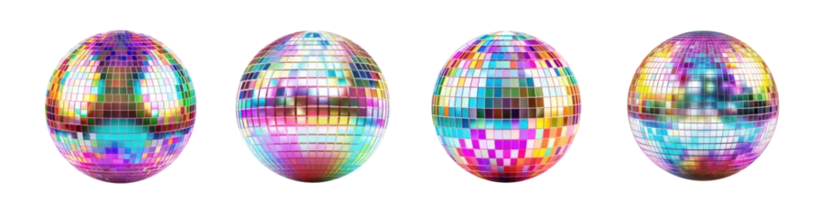 Foto op Canvas Colorful Disco Balls Isolated on White and Png Transparent Background © fotoyou