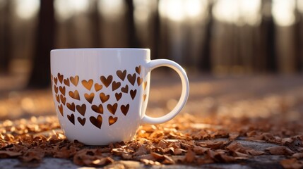 Love in Every Sip: Exquisite Ceramic Mug with Heart Pattern - A Symbol of Affection and Warmth