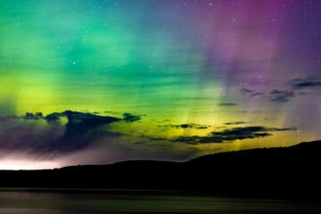 Northern Lights over mountains 